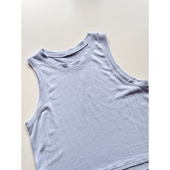 LULULEMON Train To Be Blue Linen Mesh Cropped Muscle Tank, Size 6 - Picture 11 of 15